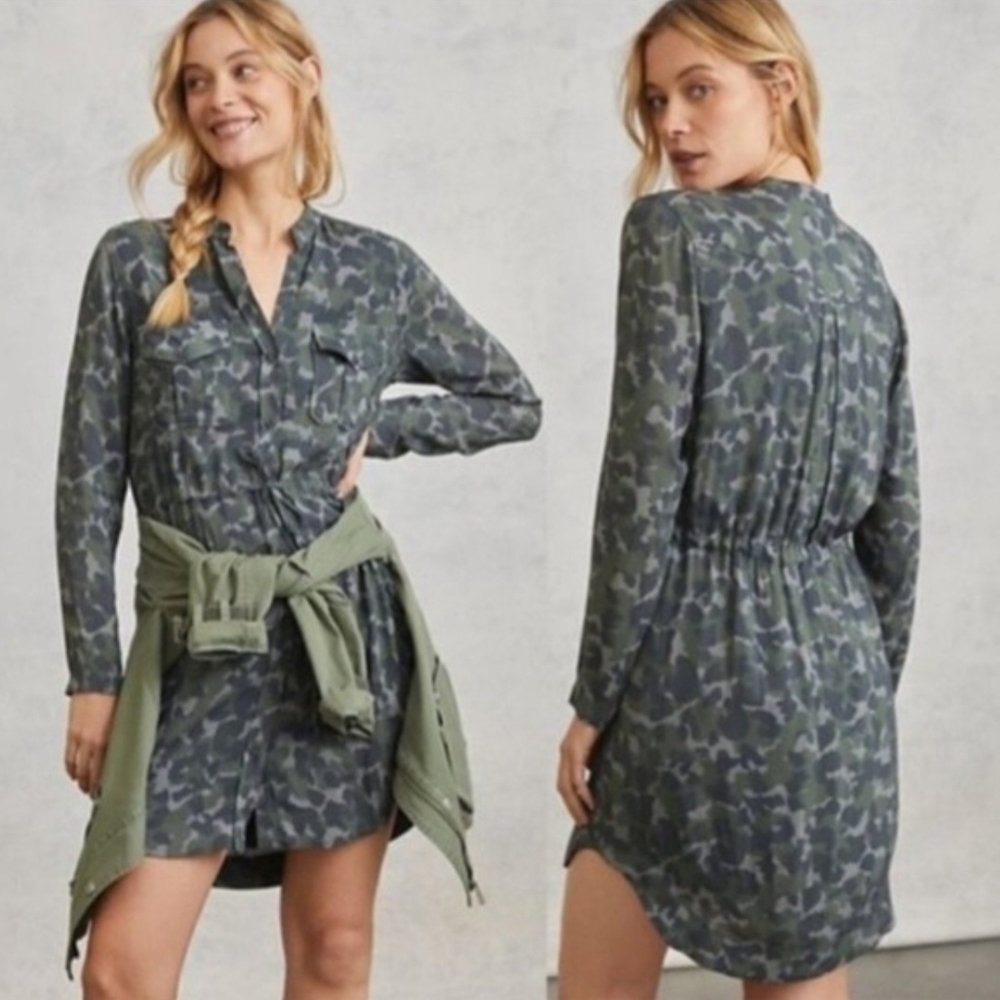 Anthropologie Cloth & Stone Nina Camouflage Mini Dress Tunic Sz.XS Boho Chic